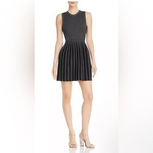 Theory | Dresses | Theory Ribbed Knit Mini Dress Polo Striped Black Brown  Stretchy Womens Small | Poshmark